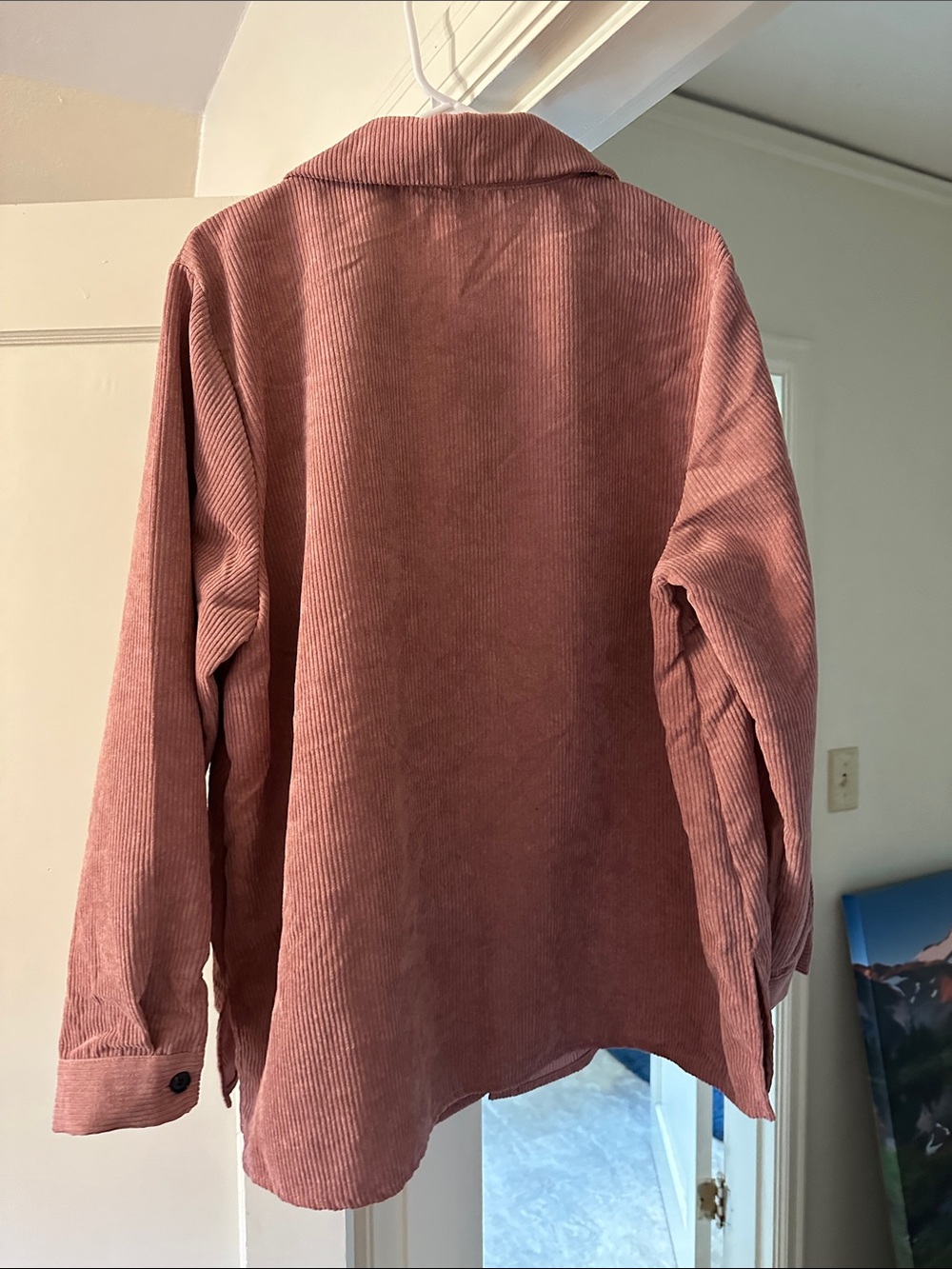 Corduroy Button-Up Shirt Jacket in Dusty Rose - Picture 3 of 4